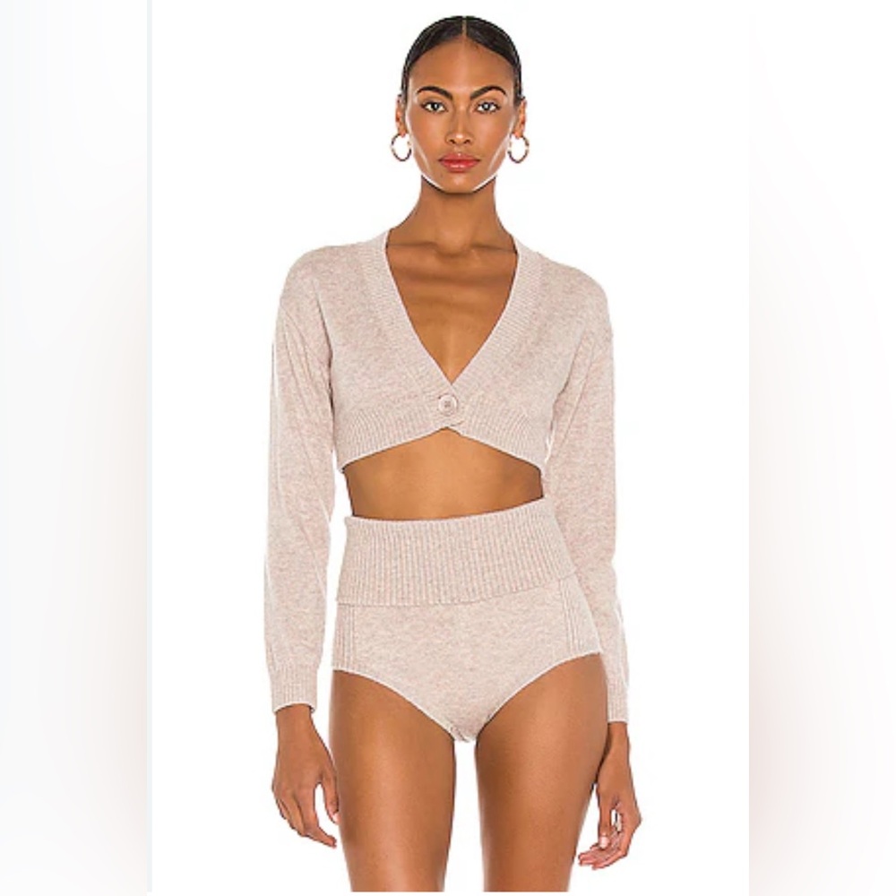 Michael Costello X Revolve Natural Cropped Cardigan Sz XXS